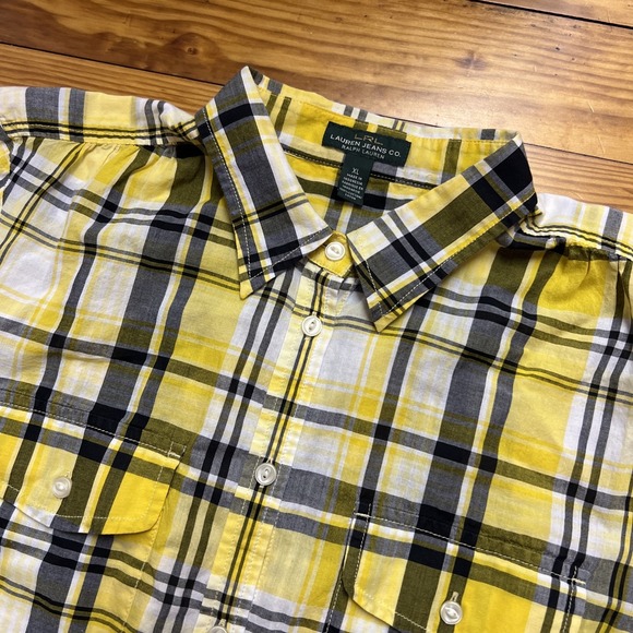 Lauren Ralph Lauren Tops - LRL Lauren Jeans Co Womens Plaid Shirt Button Up Size XL Yellow Lightweight